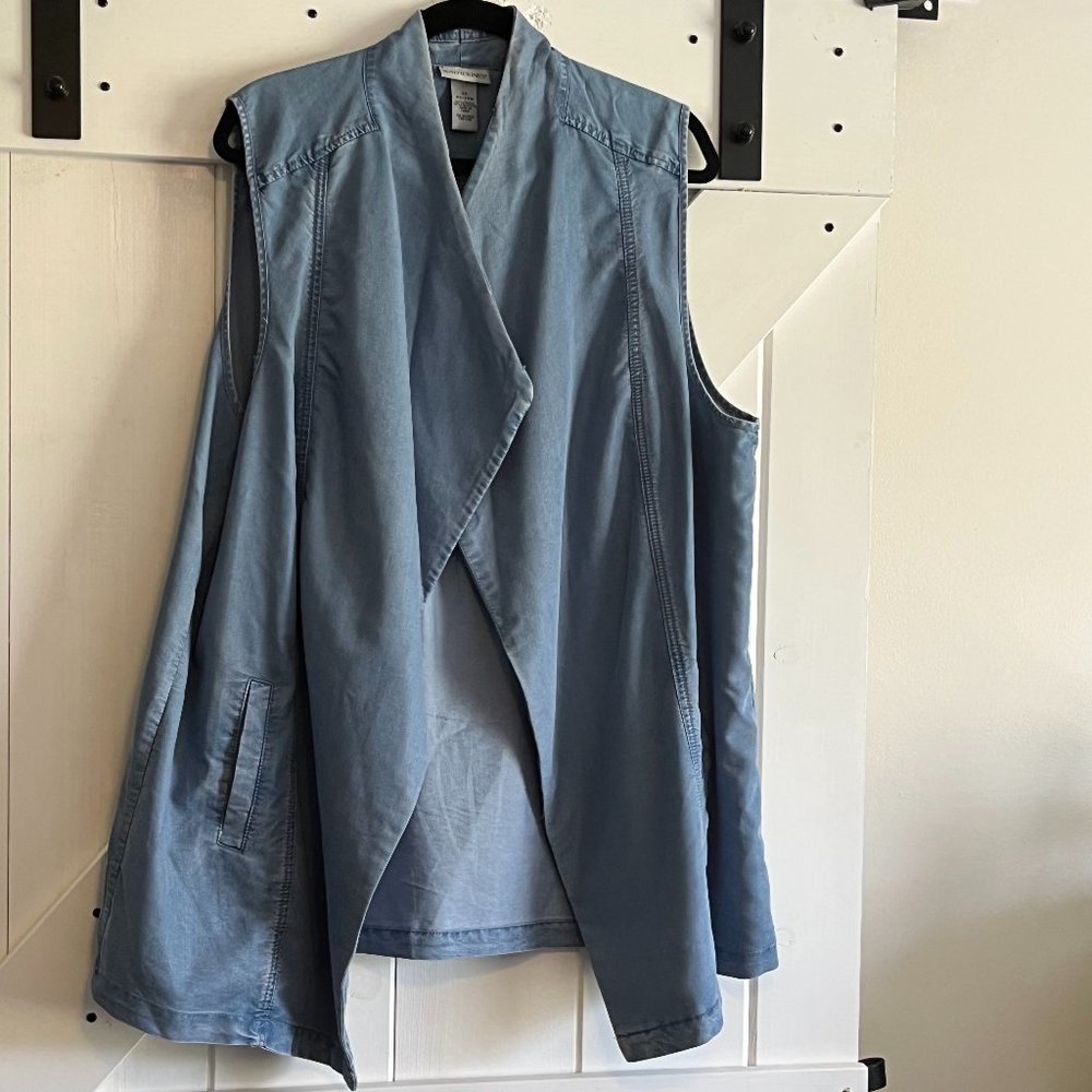 Open Front Denim Vest - 3X